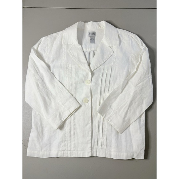 Chico's Jackets & Blazers - Chicos 100% Linen Blazer Women's Size 2 (Sz Large) Coastal Grandmother White